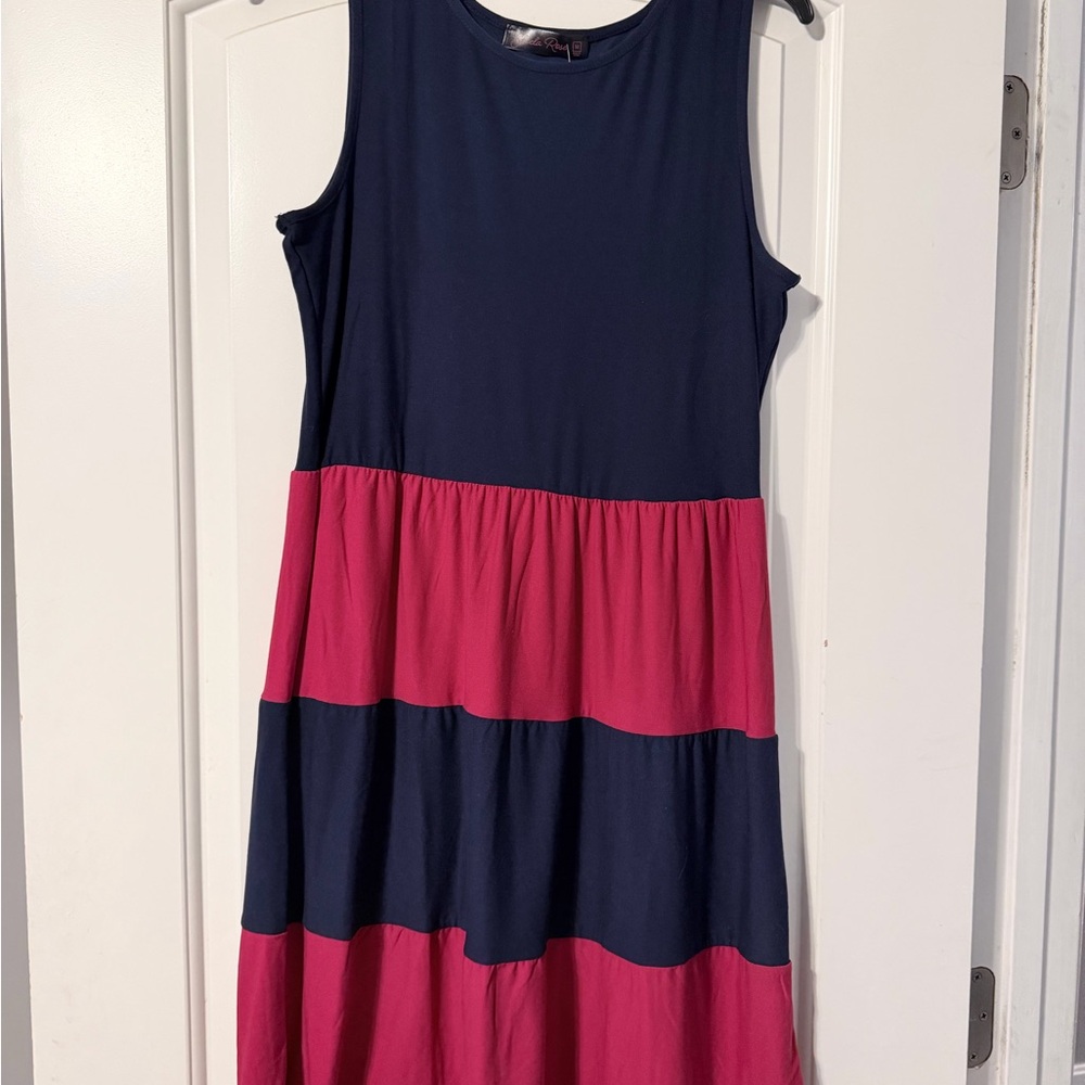 Elegant Navy and Pink Color Block Mini Dress